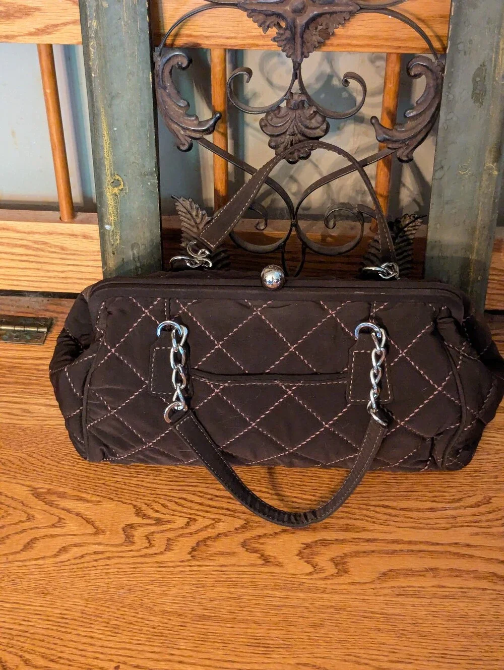 Vera Bradley Classic Espresso Brown Microfiber Satchel Bag